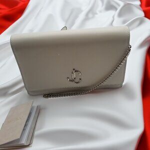NWOT Jimmy Choo Latte Leather Crossbody Palace Purse w/chain leather strap